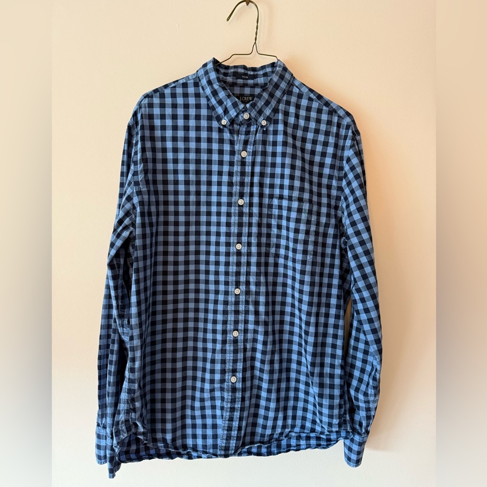 J. Crew Men's Blue Checkered Shirt